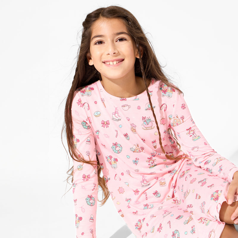Candy Cane Lane Bamboo Girls' Long Sleeve Dress