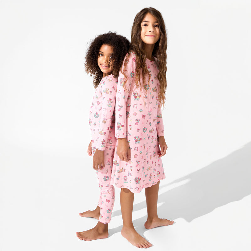 Candy Cane Lane Bamboo Girls' Long Sleeve Dress