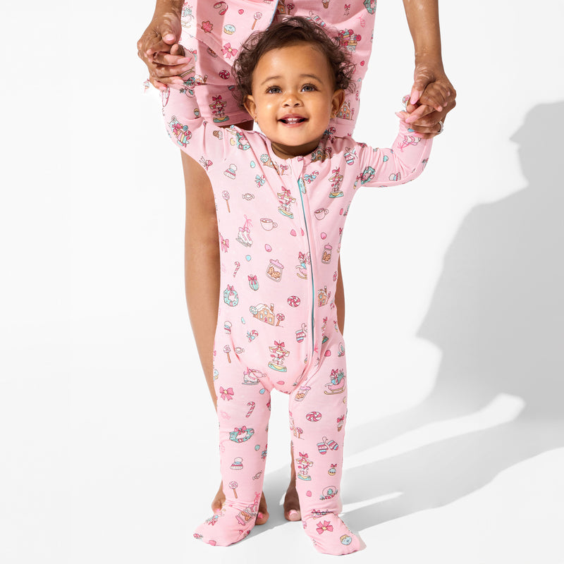 Candy Cane Lane Bamboo Convertible Footie