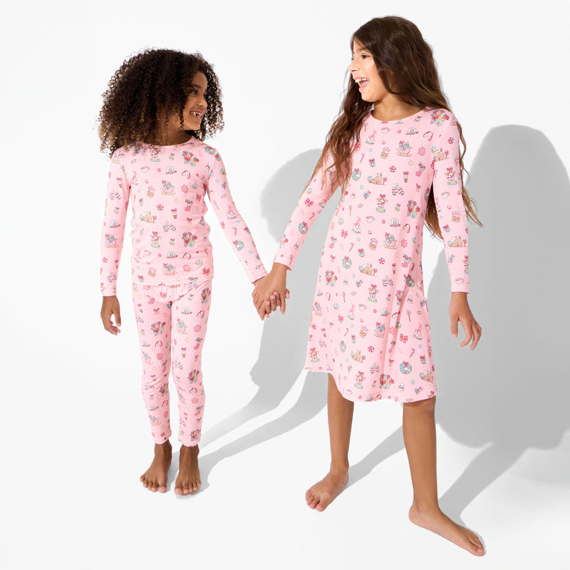 Candy Cane Lane Bamboo Girls' Long Sleeve Dress