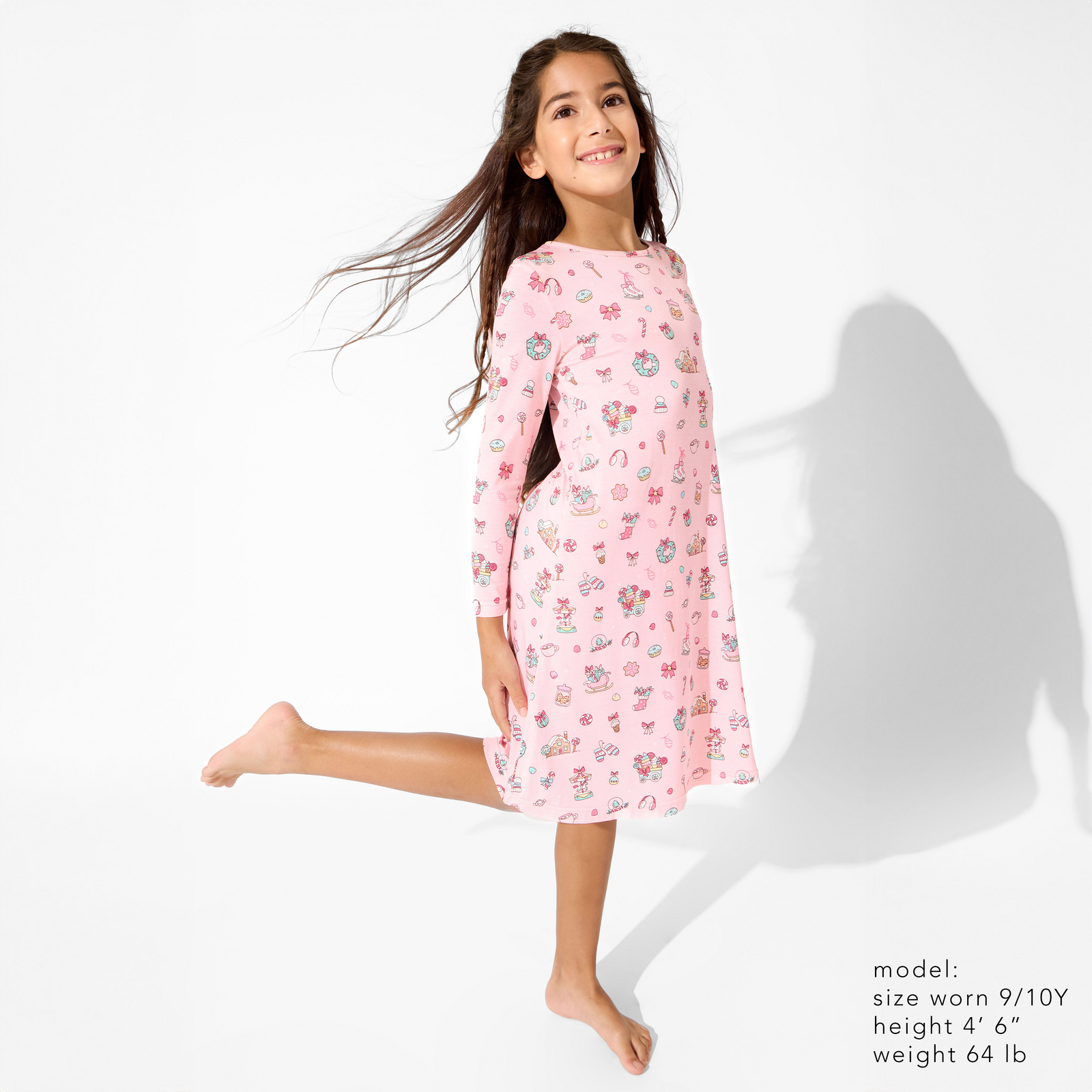 Candy Cane Lane Bamboo Girls' Long Sleeve Dress