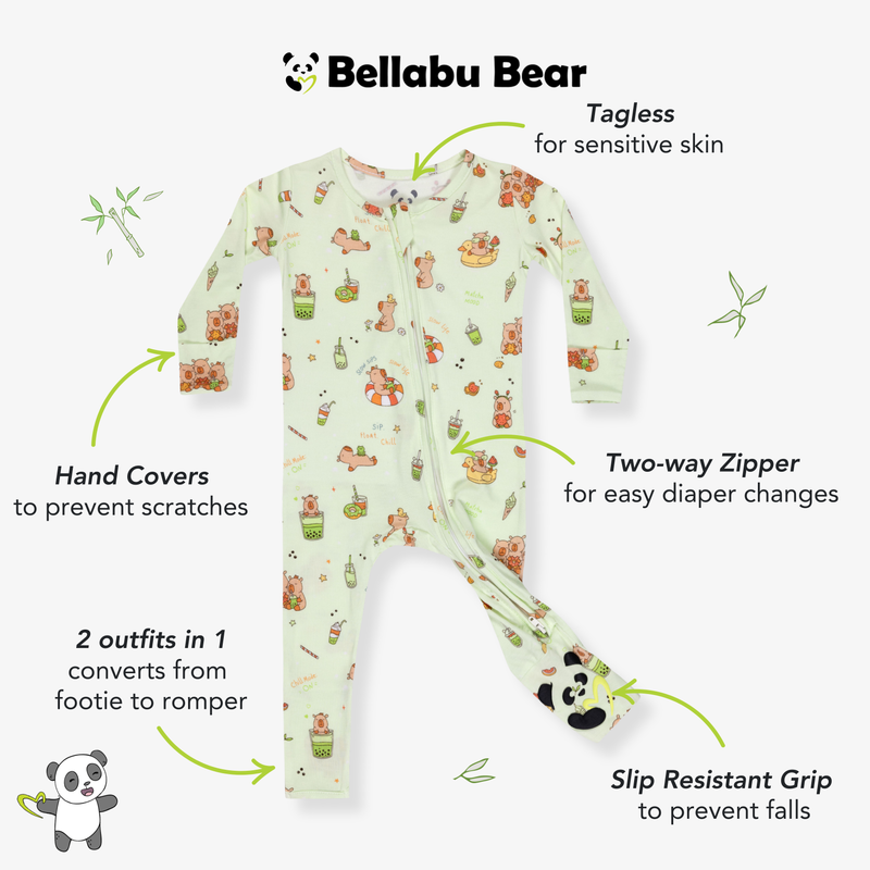 Capybara Boba Bamboo Convertible Footie