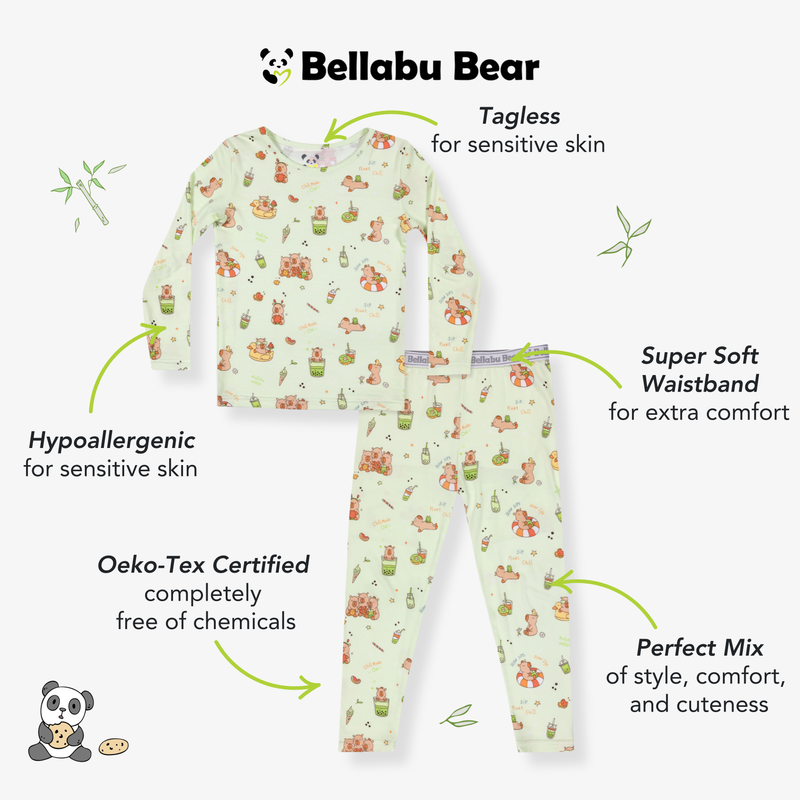 Capybara Boba Bamboo Kids Pajamas