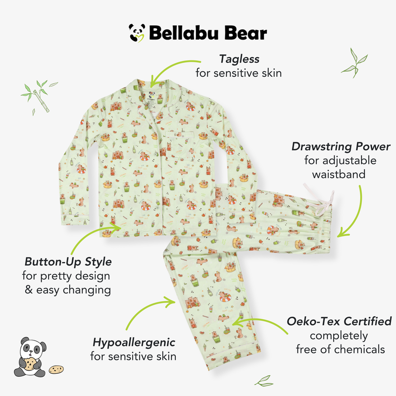 Capybara Boba Bamboo Women's Pajama Set