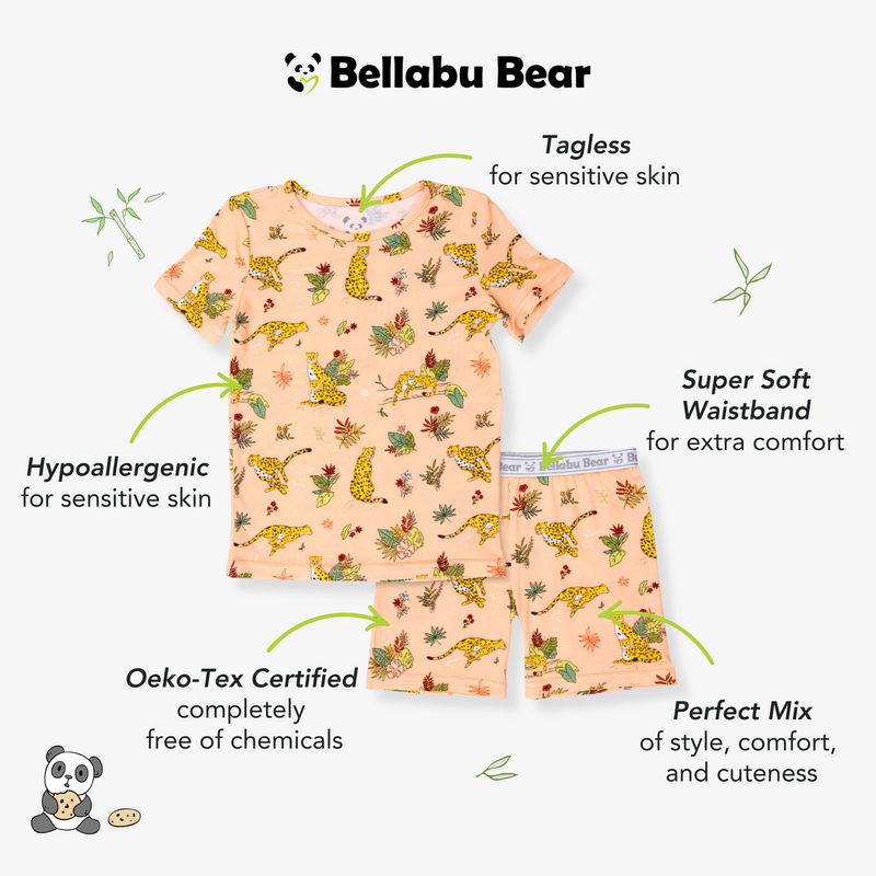 Pounce In Paradise Cheetah Bamboo Kids Pajama Short Set