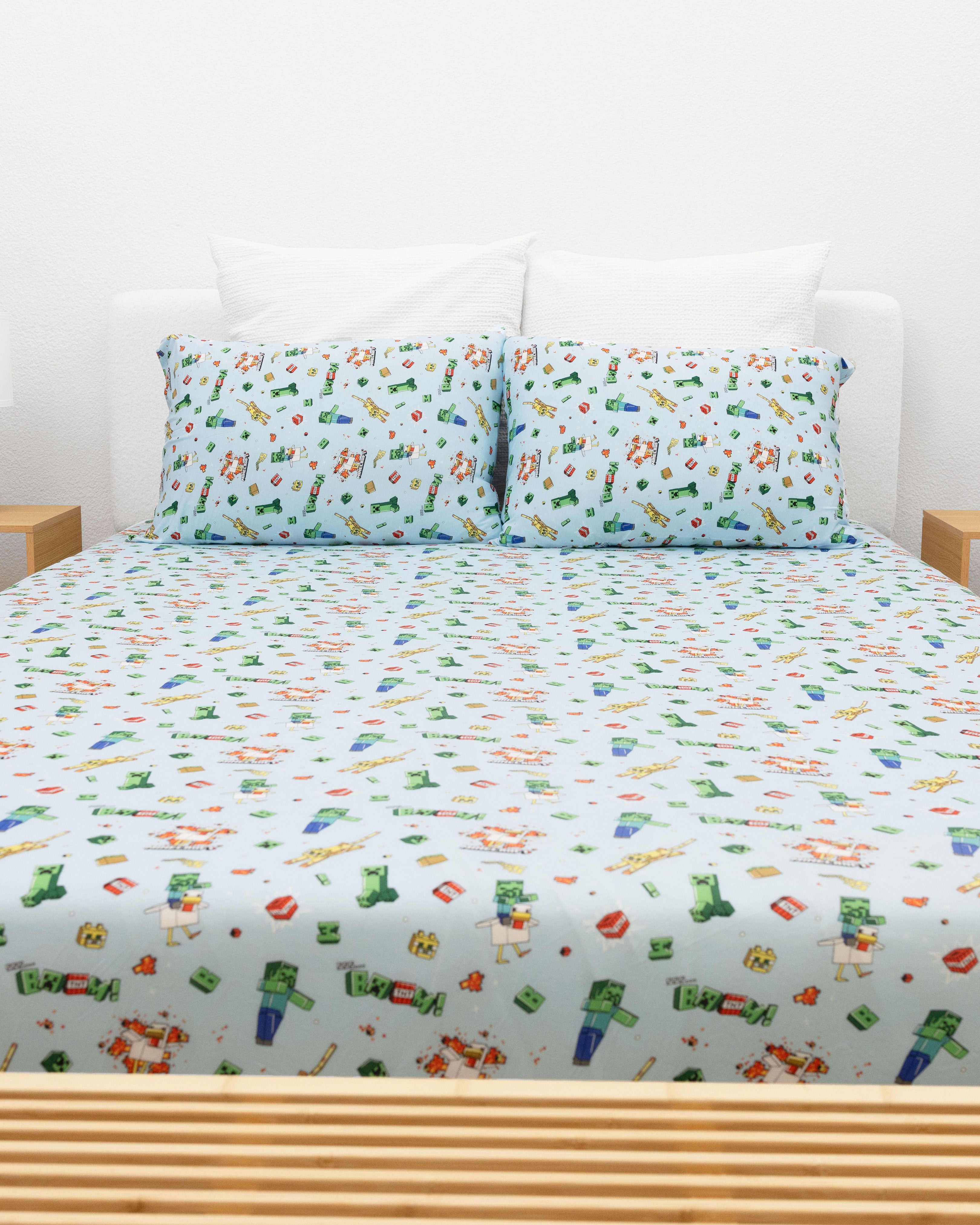 Minecraft Chicken Jockey Bamboo Bed Sheet Set | Ultra Soft Bamboo