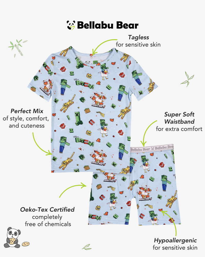 Minecraft: Chicken Jockey Bamboo Kids Pajama Short Set