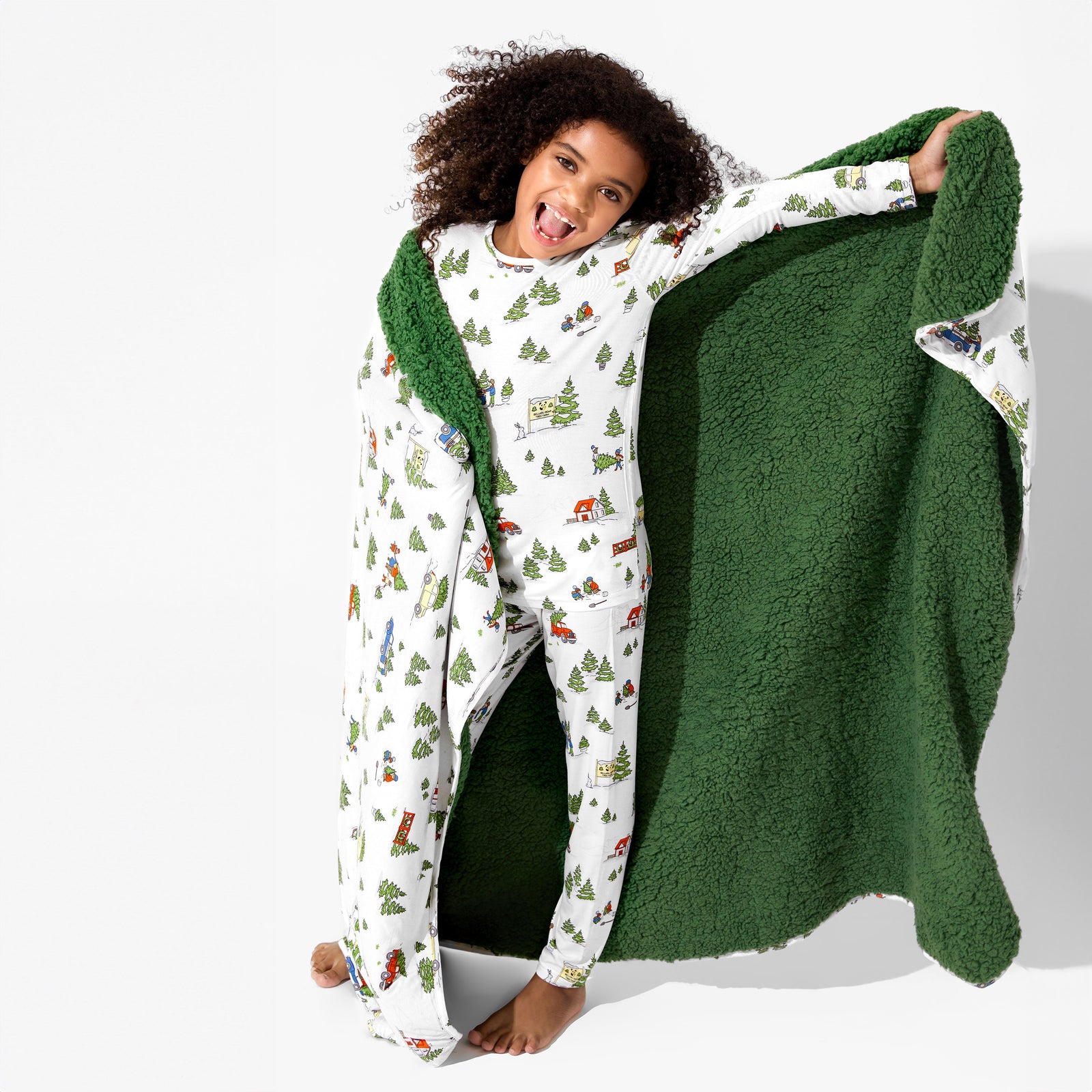 Christmas Tree Farm Bamboo Sherpa Blanket