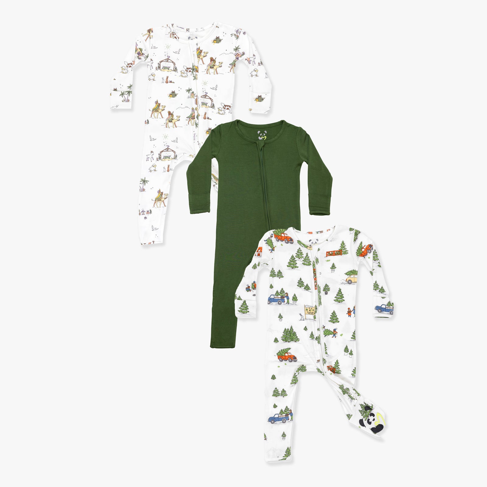 Classic Green Christmas Bundle - Bamboo Convertible Footies