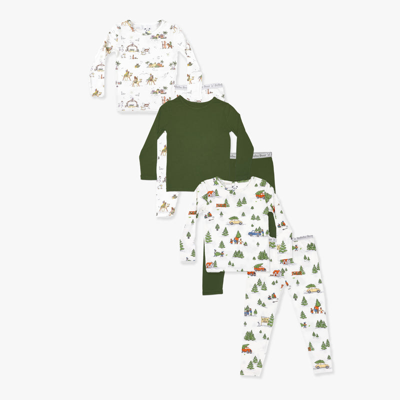 Classic Green Christmas Bundle - Bamboo Kids Pajamas