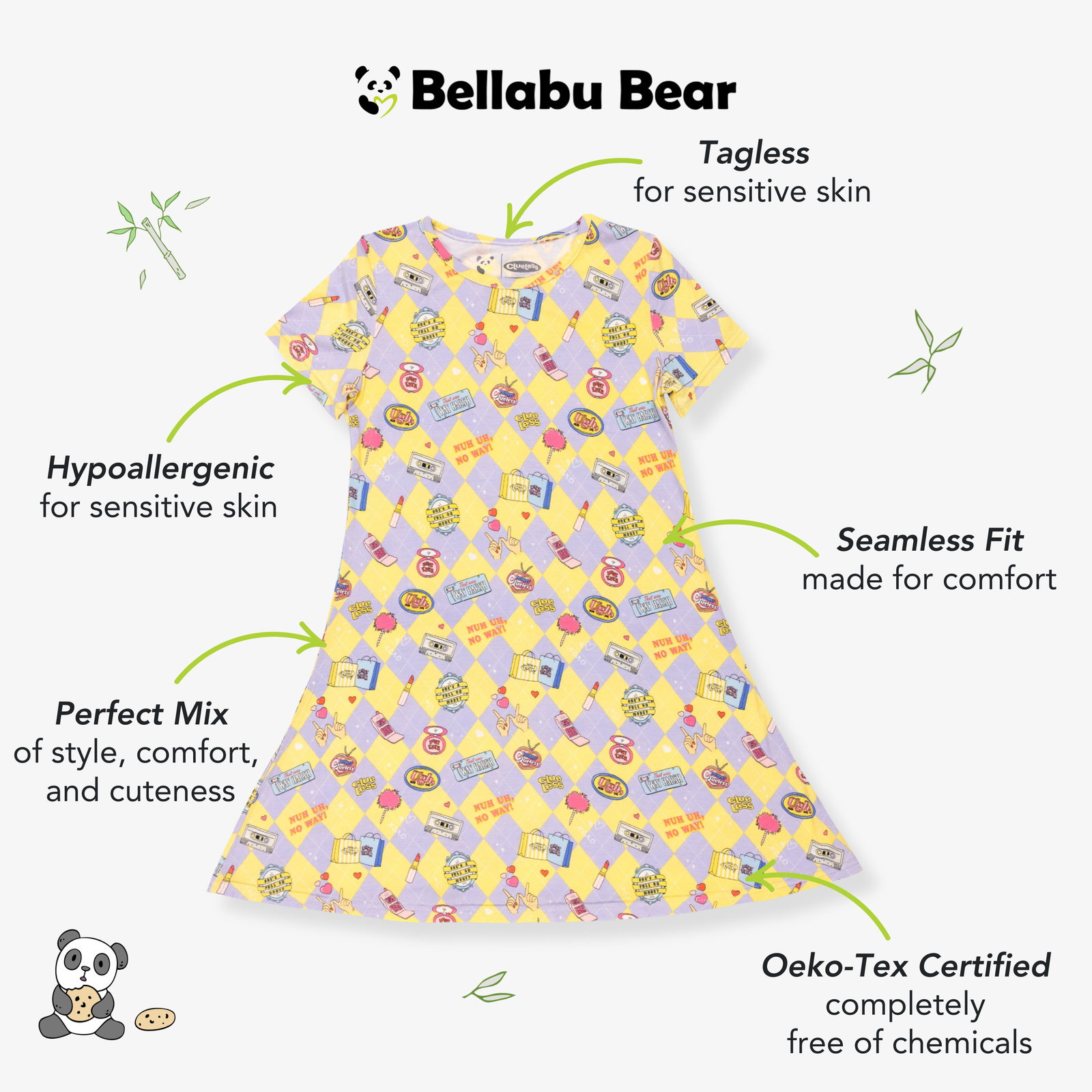 Clueless As If! Bamboo Girls' Short Sleeve Dress