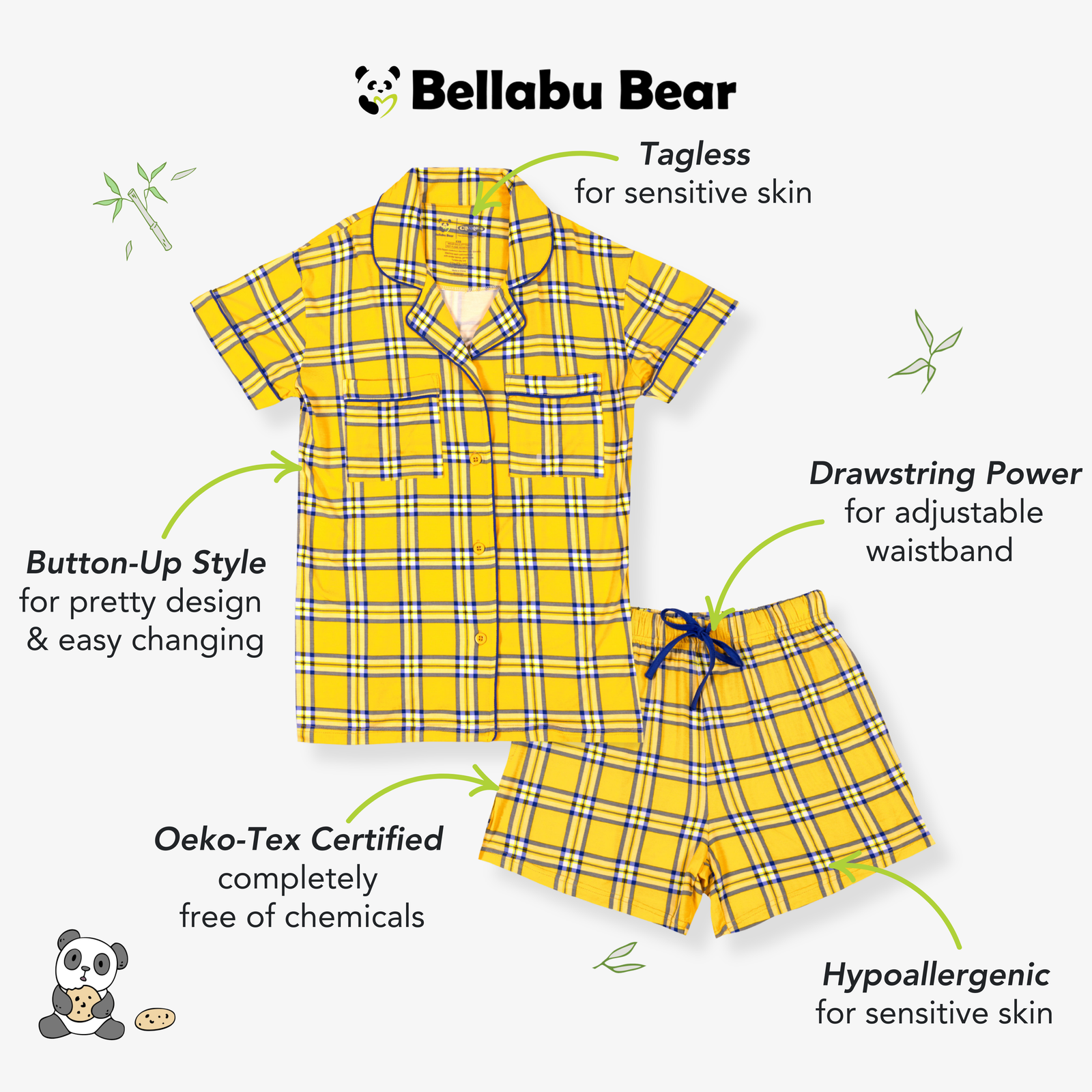 Clueless Total Betty Plaid Bamboo Women's Pajama Short Set