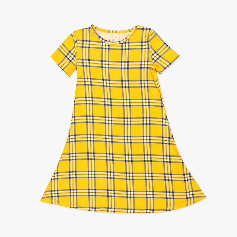 Clueless Total Betty Plaid Bamboo Girls' Short Sleeve Dress