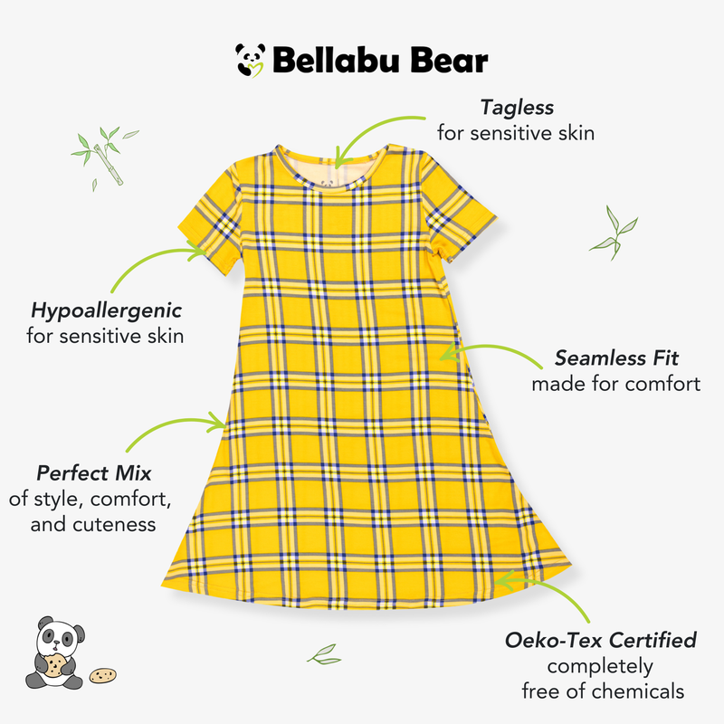 Clueless Total Betty Plaid Bamboo Girls' Short Sleeve Dress