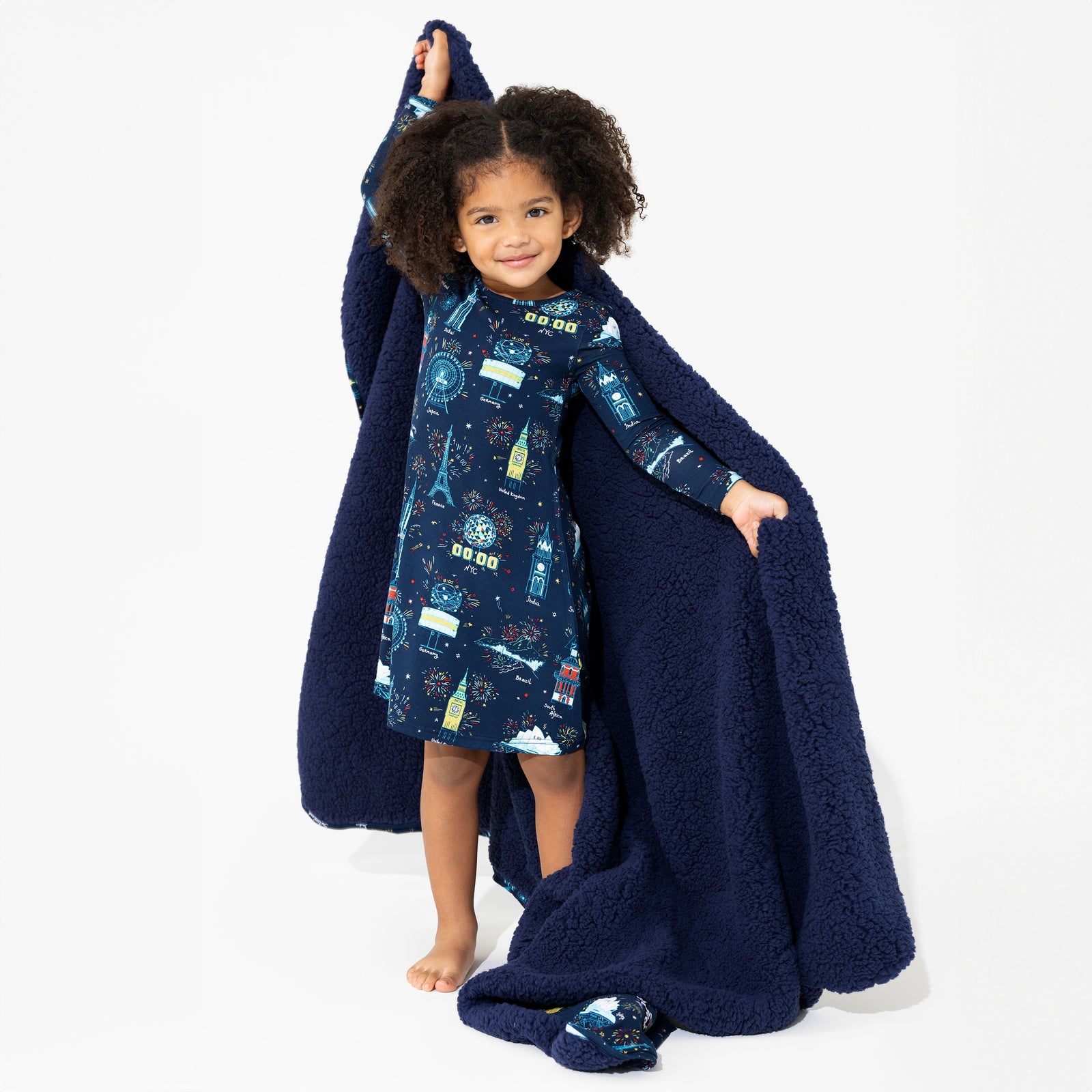 New Year's Worldwide Countdown Bamboo Girls' Long Sleeve Dress