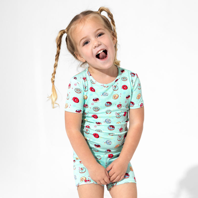 Blue Space Donut Bamboo Kids Pajama Short Set