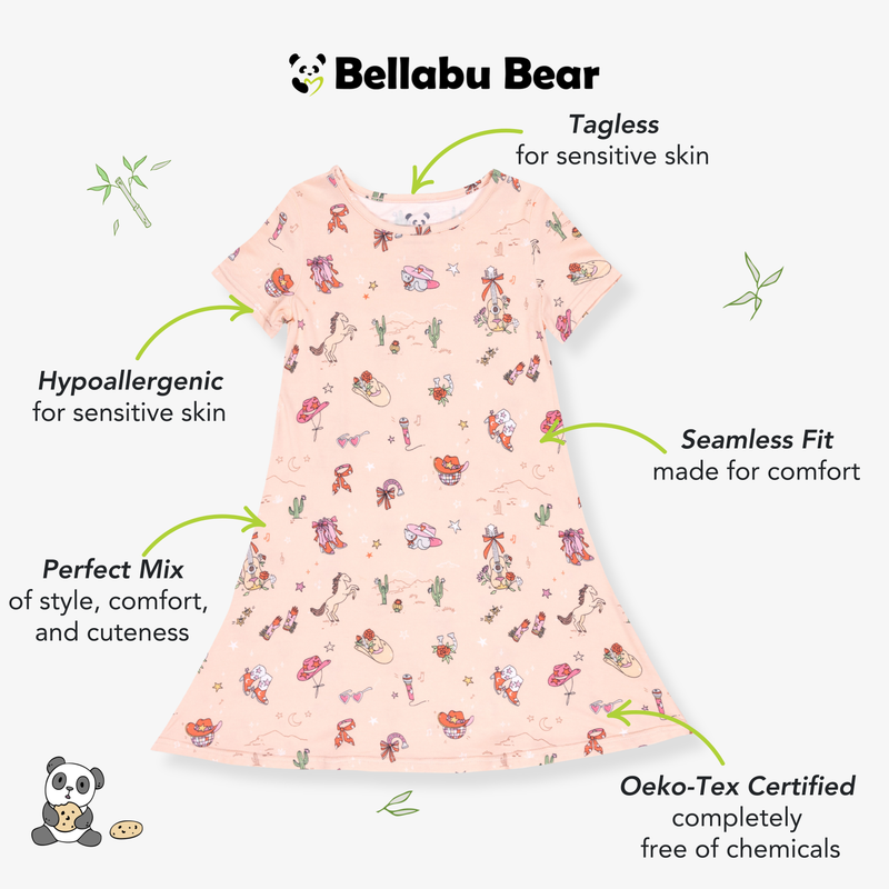 Cowgirl Bamboo Girls' Short Sleeve Dress