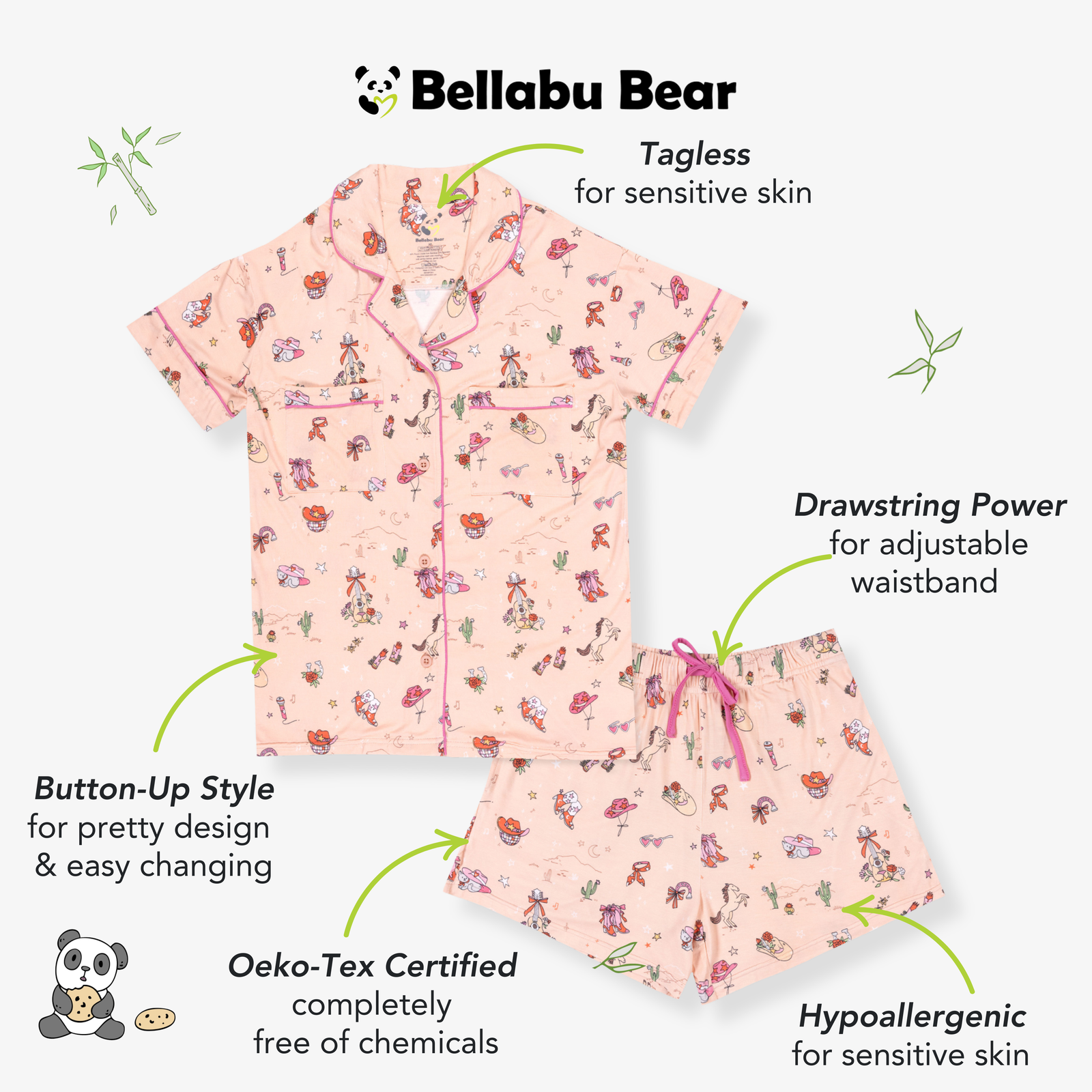 Cowgirl Bamboo Women's Pajama Short Set