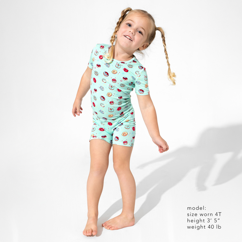 Blue Space Donut Bamboo Kids Pajama Short Set