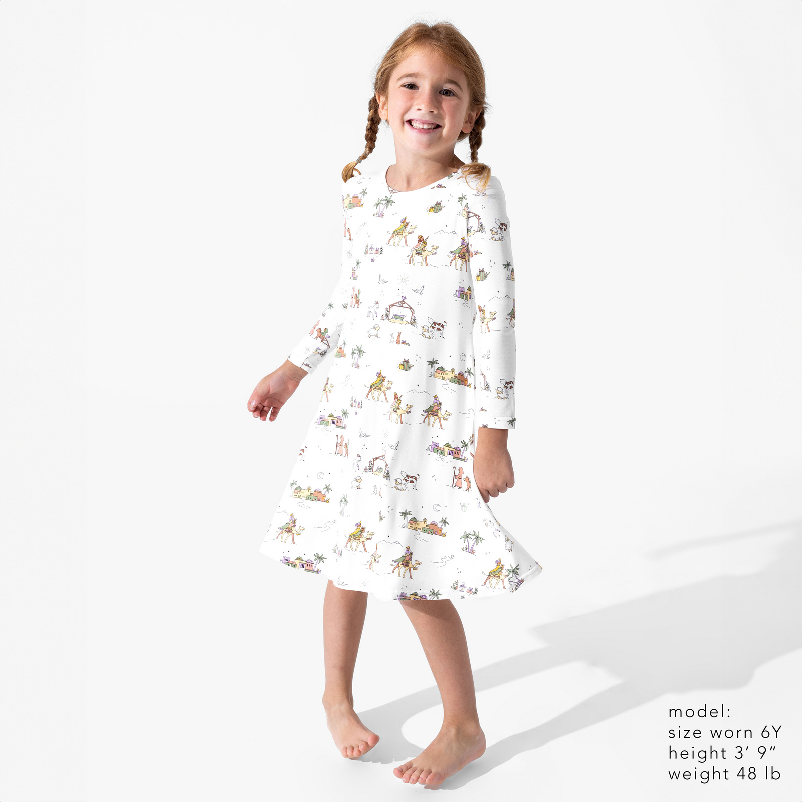 Holy Night Bamboo Girls' Long Sleeve Dress