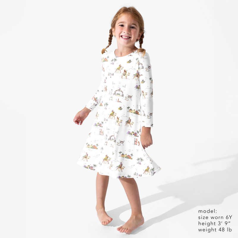 Holy Night Bamboo Girls' Long Sleeve Dress