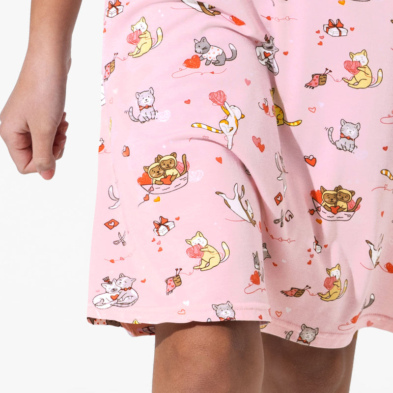 Love Kittens Bamboo Girls' Long Sleeve Dress