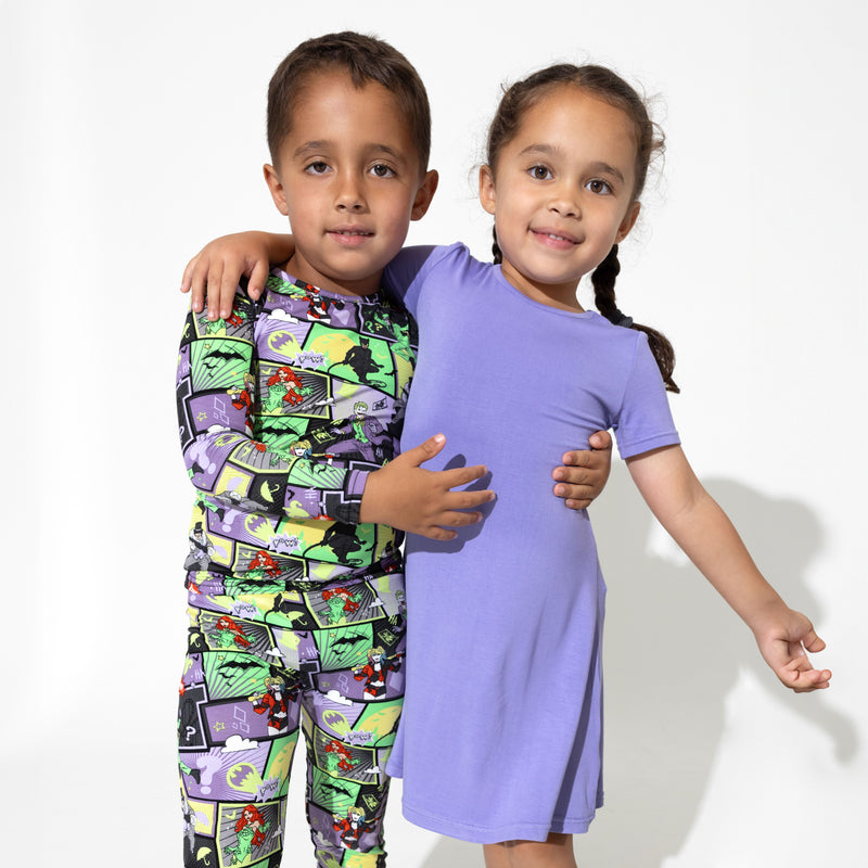 Poppin Purple Bamboo Girls' Short Sleeve Dress