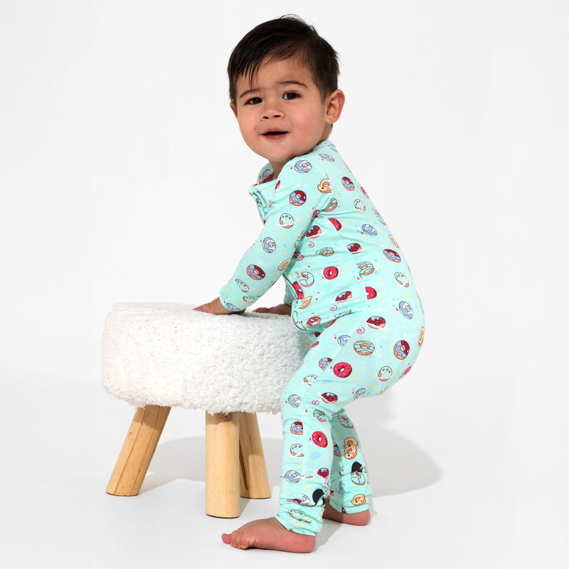 Blue Space Donut Bamboo Convertible Footie