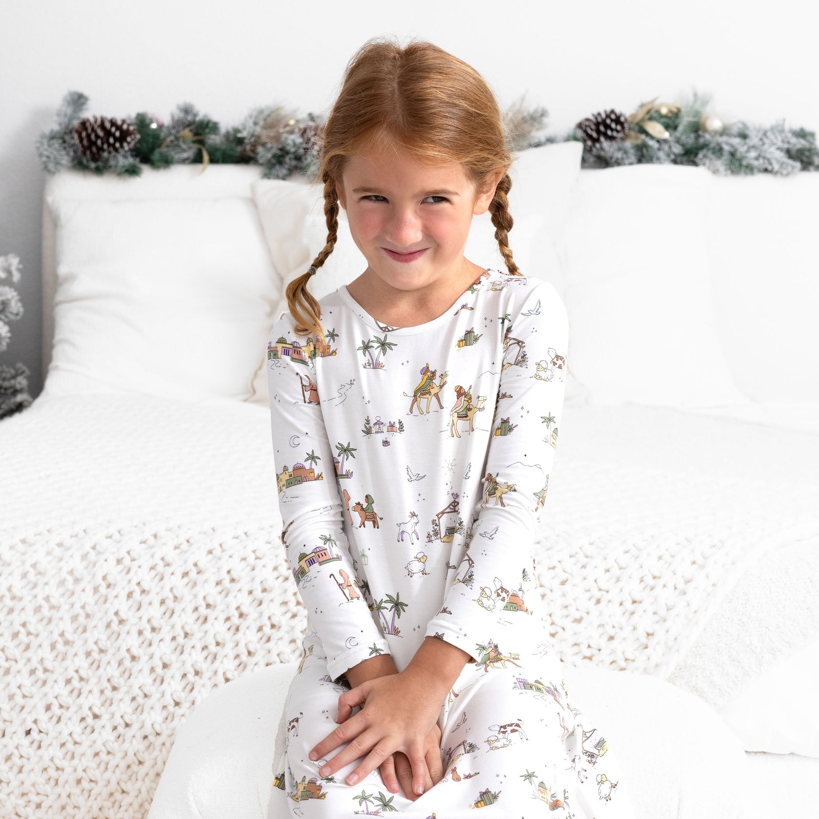 Holy Night Bamboo Girls' Long Sleeve Dress