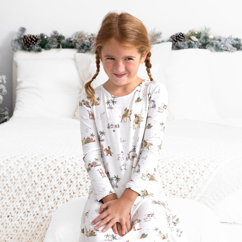 Holy Night Bamboo Girls' Long Sleeve Dress