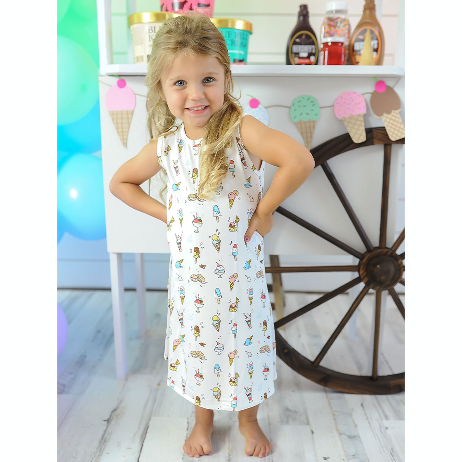 Ice Cream Bamboo Girls' Sleeveless Dress