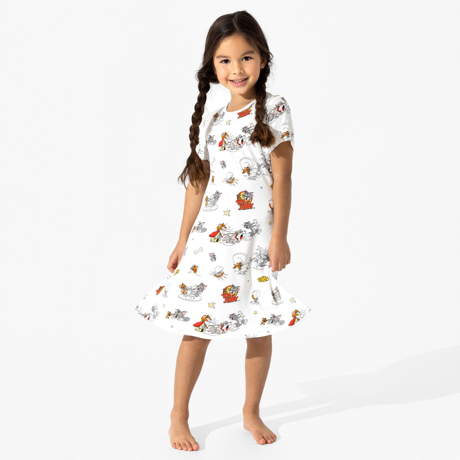 Tom & Jerry Bamboo Girls' Dress – Classic Cartoon Comfort & Play 6Y