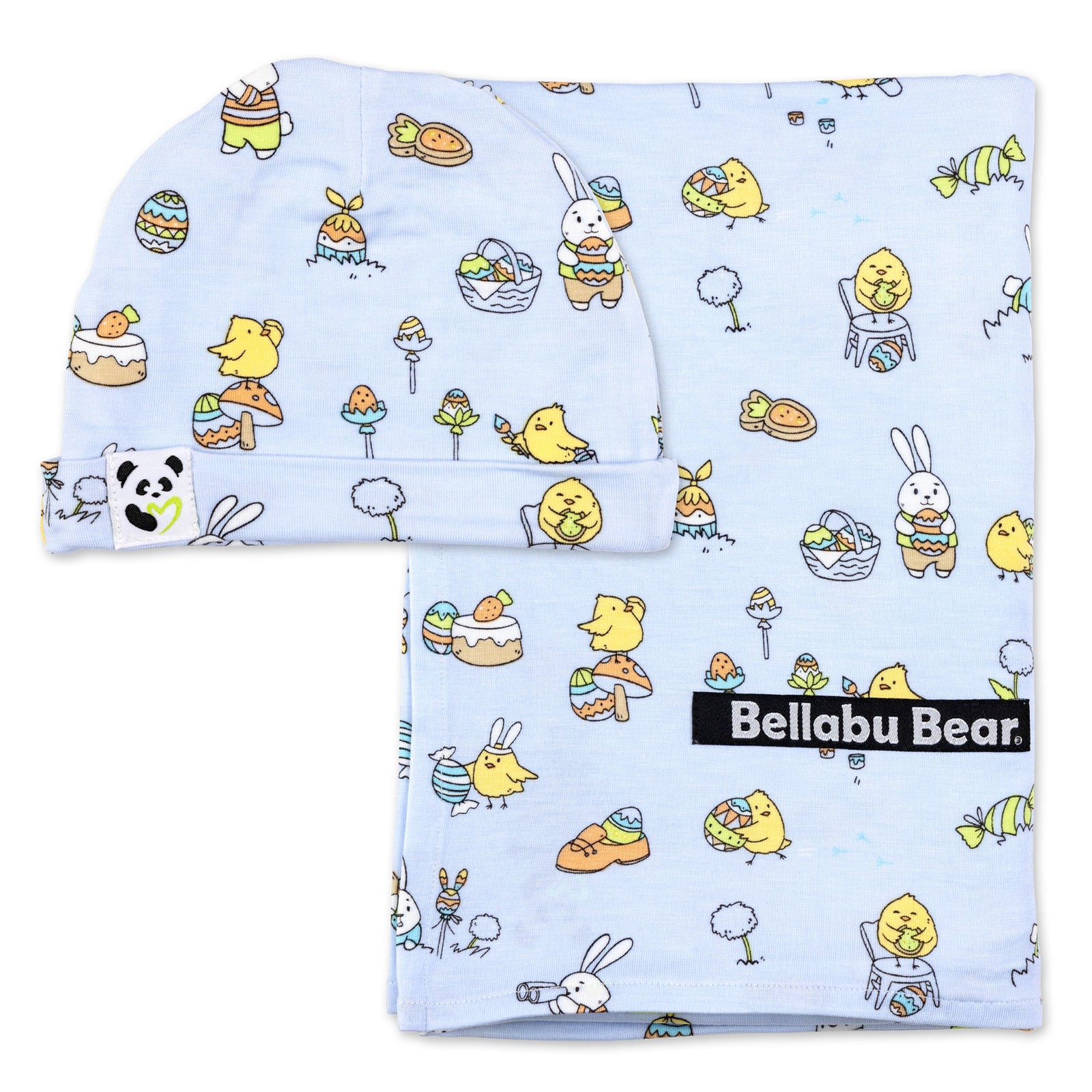 Easter Bunny Blue Bamboo Swaddle & Beanie Set