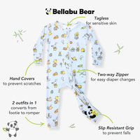 Easter Bunny Blue Bamboo Convertible Footie