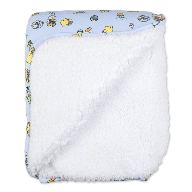 Easter Bunny Blue Bamboo Blanket