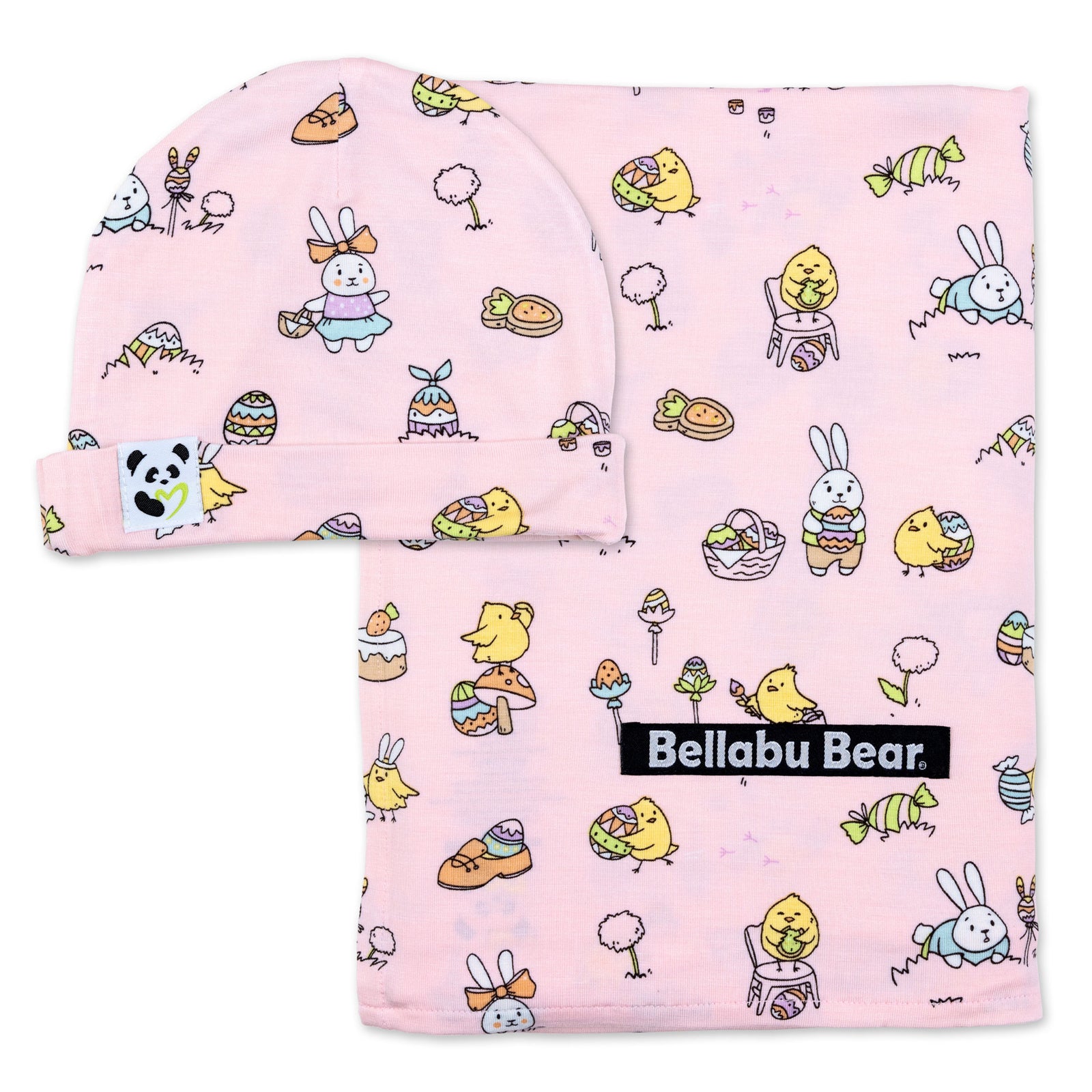 Easter Bunny Pink Bamboo Swaddle & Beanie Set