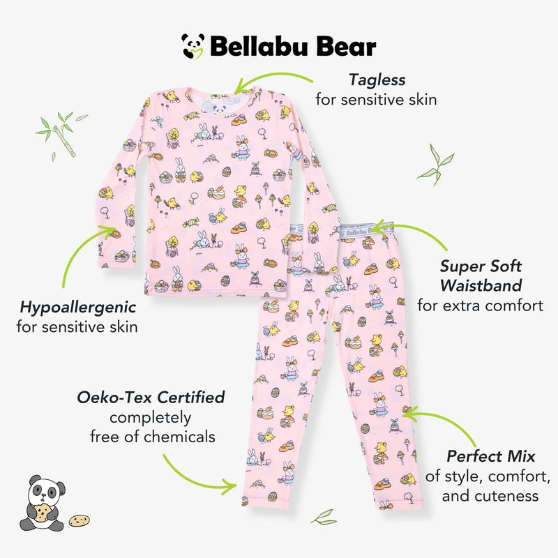 Easter Bunny Pink Bamboo Kids Pajamas