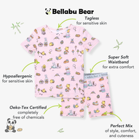 Easter Bunny Pink Bamboo Kids Pajama Short Set