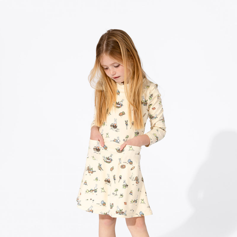 Bunny Workshop French Terry Girls' Daywear Long Sleeve Dress