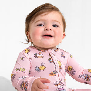 Easter Bunny Pink Bamboo Convertible Footie