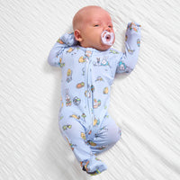 Easter Bunny Blue Bamboo Convertible Footie