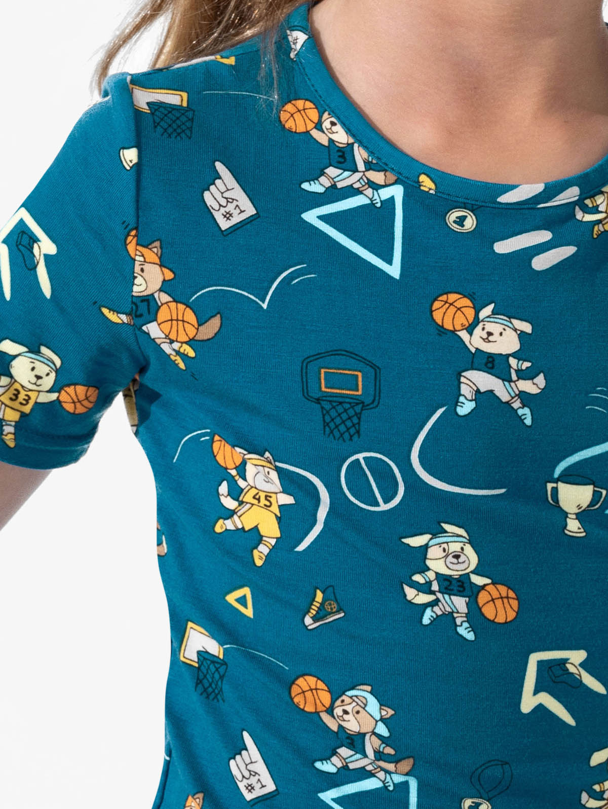 Basketball Pups Bamboo Kids Pajama Short Set