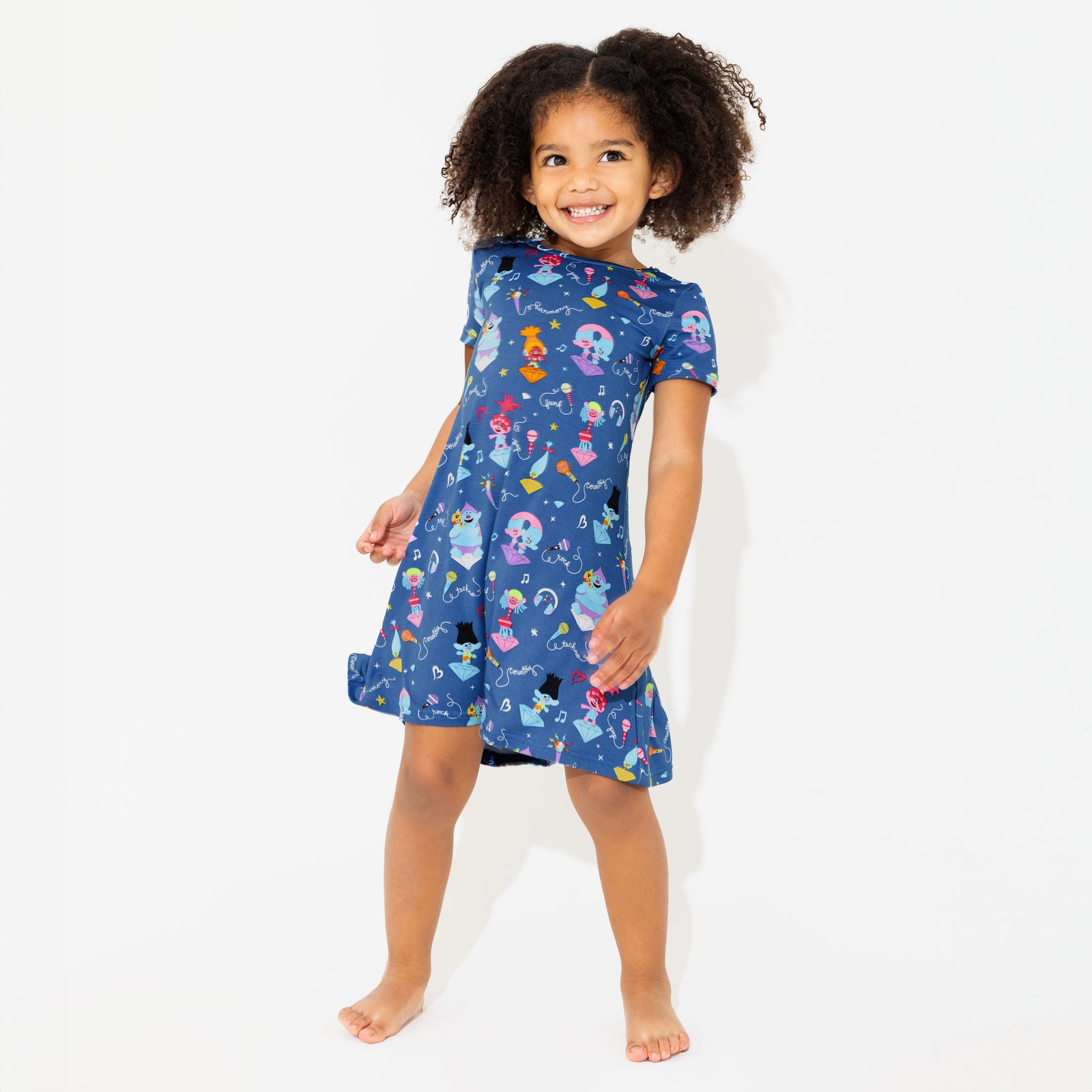 Trolls Music Bamboo Girls' Short Sleeve Dress