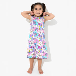 Comic Purple Bamboo Girls' Sleeveless Dress