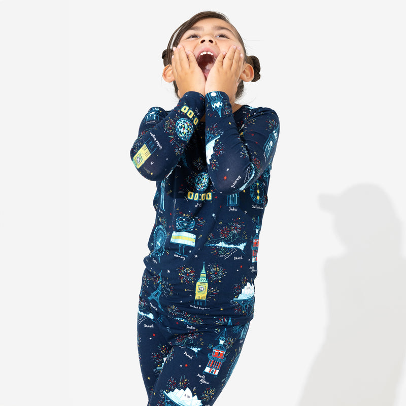 New Year's Worldwide Countdown Bamboo Kids Pajamas