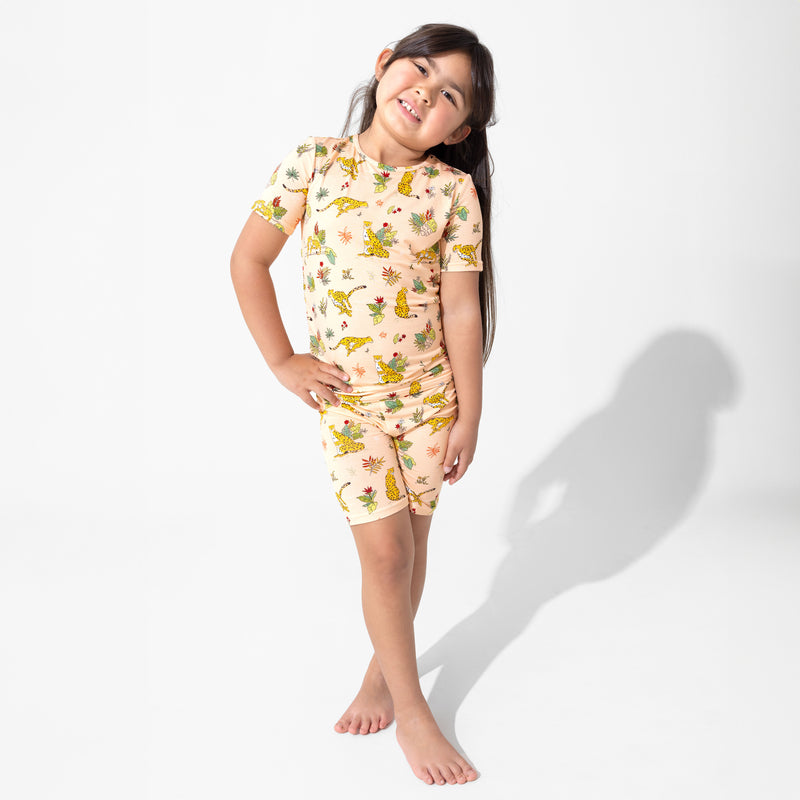 Pounce In Paradise Cheetah Bamboo Kids Pajama Short Set