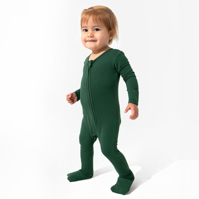 Pine Green Bamboo Convertible Footie