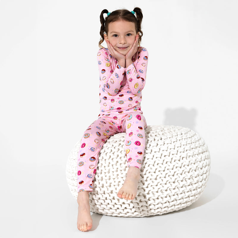 Pink Space Donut Bamboo Kids Pajamas