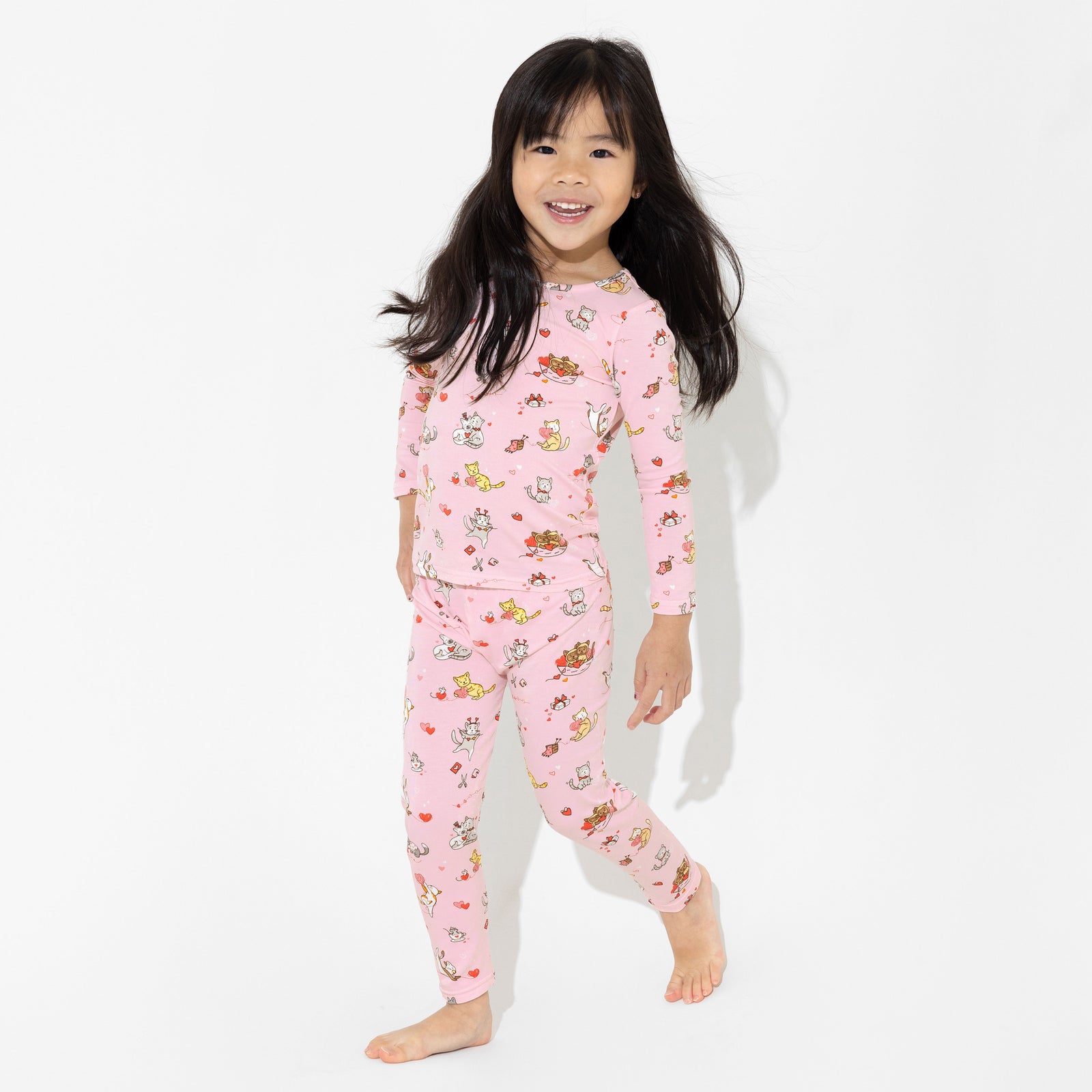 Love Kittens Bamboo Kids Pajamas