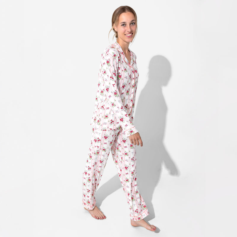 Floral Stripes Bamboo Women's Pajama Set